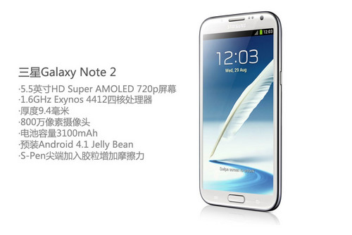 三星Galaxy Note 2正式发布 配四核处理器