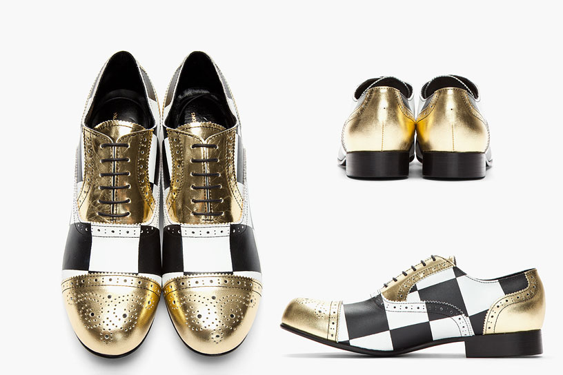 香港时尚：COMME DES GARÇONS HOMME PLUS 金属黑白棋盘格Brogues鞋