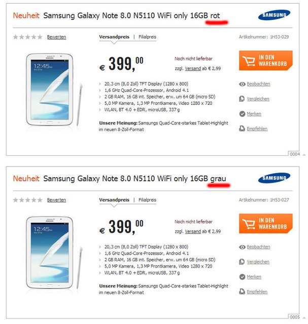 三星Galaxy Note 8.0将推出红色版和灰色版