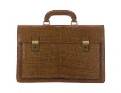 香港购物：男人的手上奢华 Giorgio Armani鳄鱼纹皮质手拎包