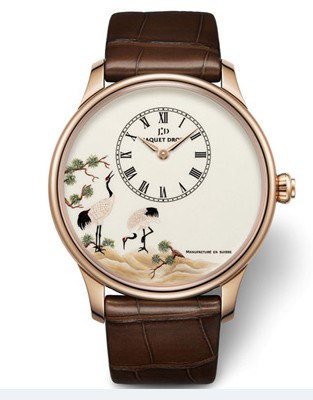 香港购物：雅克德罗微绘松鹤时分小针盘Petite Heure Minute 