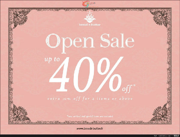 香港打折：法国品牌bread n butter低至6折开仓优惠(至2013-12-08)