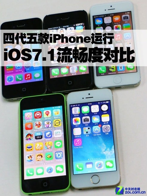 四代五款iPhone运行iOS7.1流畅度全对比