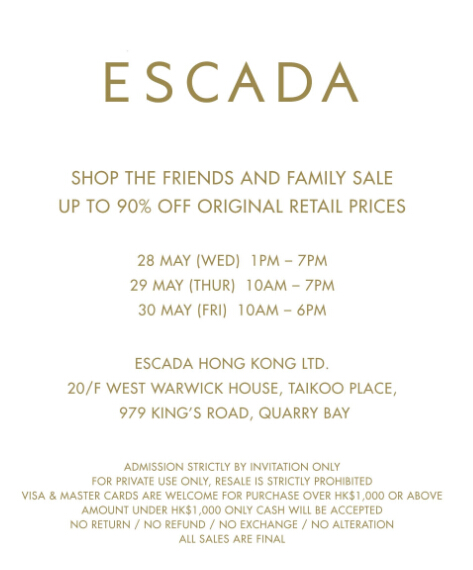 香港优惠：ESCADA（爱斯卡达）职业女装低至1折！