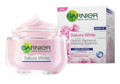 香港购物：白里透红樱花肌！Garnier 樱花透白晚间精华