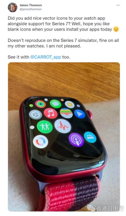 苹果 Apple Watch Series 7 出现“部分应用图标不显示”问题