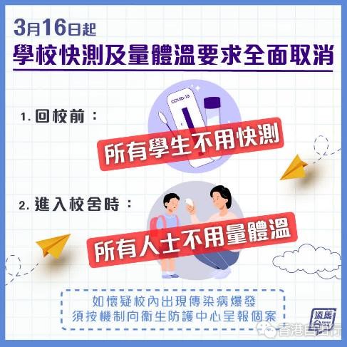 本周四起所有学生上学前毋须快测