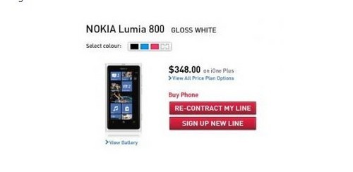 WP时尚机皇Lumia 800白色版正式上市 