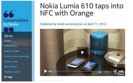 全球首款 诺基亚Lumia610NFC版正式发布