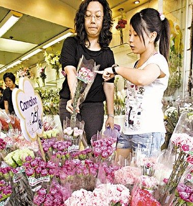 香港花市母亲节商机逊情人节 零售价与去年相当