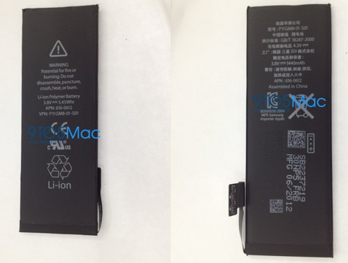 传iPhone 5电池图片流出：电压3.8V容量1440mAh