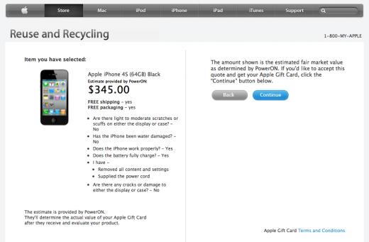 苹果开始回收iPhone 4S 最高345美元