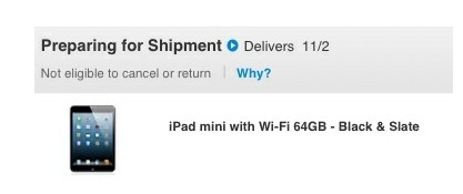 部分iPad mini订单目前开始配货