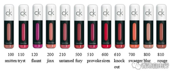 香港化妆品:CK Color釉色液体唇膏12色炫彩上