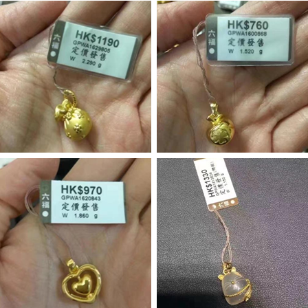 香港晒货：实拍多款六福黄金足金吊坠HK报价