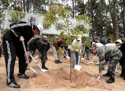 “香港植树日”活动展开 3000军民植树绿化香江