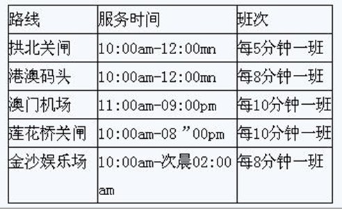 澳门威尼斯人免费穿梭巴士时刻表 - 爱自由行